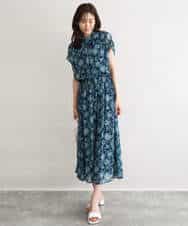 FKBGF05140 MK MICHEL KLEIN(MK ミッシェルクラン) [洗える]前後2way/更紗プリント花柄シフォンブラウス ベージュ