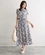 FKBGF05140 MK MICHEL KLEIN(MK ミッシェルクラン) [洗える]前後2way/更紗プリント花柄シフォンブラウス ベージュ