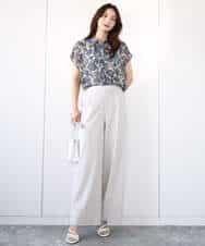 FKBGF05140 MK MICHEL KLEIN(MK ミッシェルクラン) [洗える]前後2way/更紗プリント花柄シフォンブラウス ベージュ
