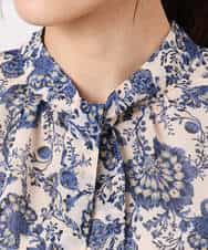 FKBGF05140 MK MICHEL KLEIN(MK ミッシェルクラン) [洗える]前後2way/更紗プリント花柄シフォンブラウス ベージュ