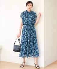 FKBGF05140 MK MICHEL KLEIN(MK ミッシェルクラン) [洗える]前後2way/更紗プリント花柄シフォンブラウス ベージュ