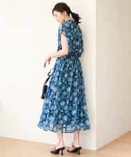 FKBGF05140 MK MICHEL KLEIN(MK ミッシェルクラン) [洗える]前後2way/更紗プリント花柄シフォンブラウス ベージュ