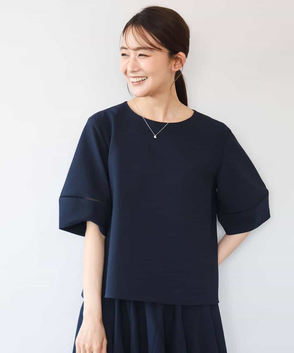 FKBHD64150 MK MICHEL KLEIN(MK ミッシェルクラン) [撥水/UVカット/洗える]ランタンスリーブブラウス ネイビー