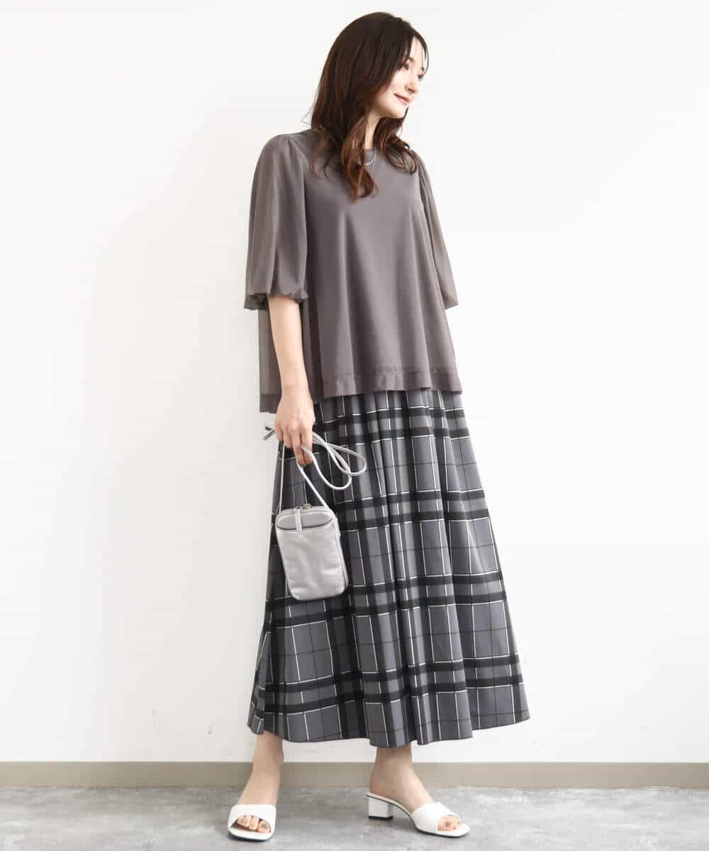 FKBJA86140 MK MICHEL KLEIN(MK ミッシェルクラン) レイヤードチュールブラウス×タンクトップ/接触冷感./洗える ピンク