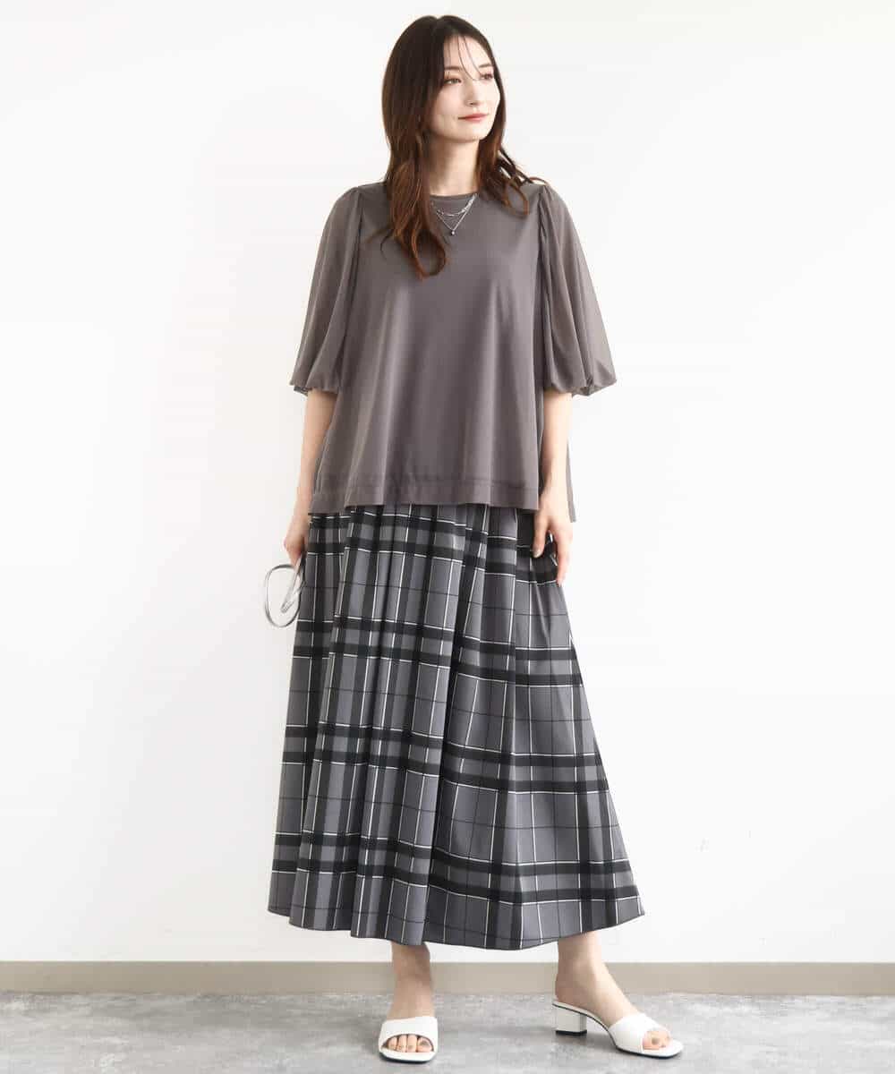 FKBJA86140 MK MICHEL KLEIN(MK ミッシェルクラン) レイヤードチュールブラウス×タンクトップ/接触冷感./洗える ピンク