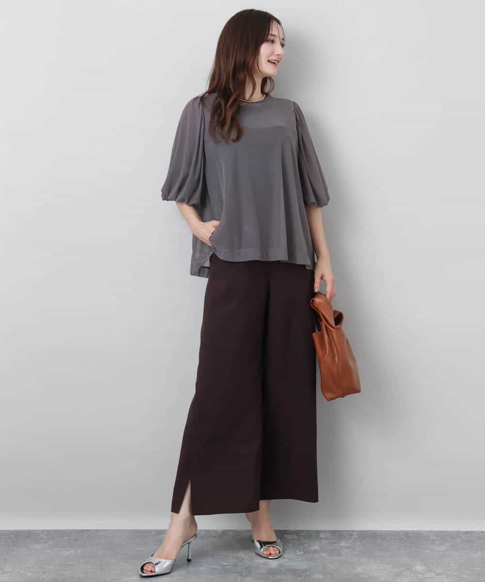 FKBJA86140 MK MICHEL KLEIN(MK ミッシェルクラン) レイヤードチュールブラウス×タンクトップ/接触冷感./洗える ピンク