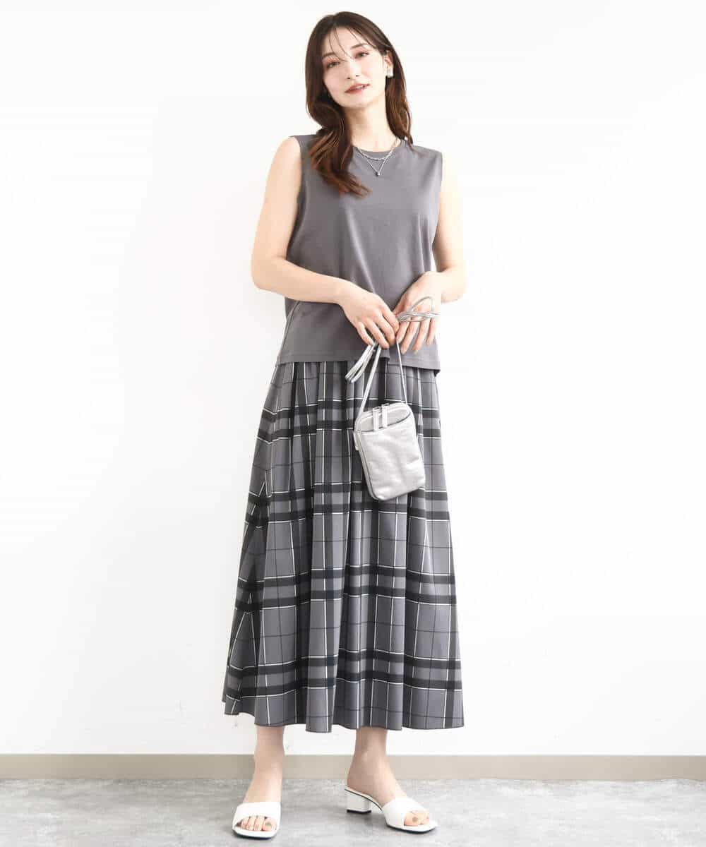 FKBJA86140 MK MICHEL KLEIN(MK ミッシェルクラン) レイヤードチュールブラウス×タンクトップ/接触冷感./洗える ピンク