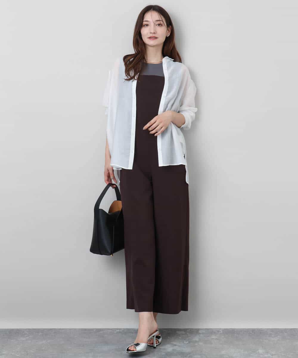 FKBJA86140 MK MICHEL KLEIN(MK ミッシェルクラン) レイヤードチュールブラウス×タンクトップ/接触冷感./洗える ピンク