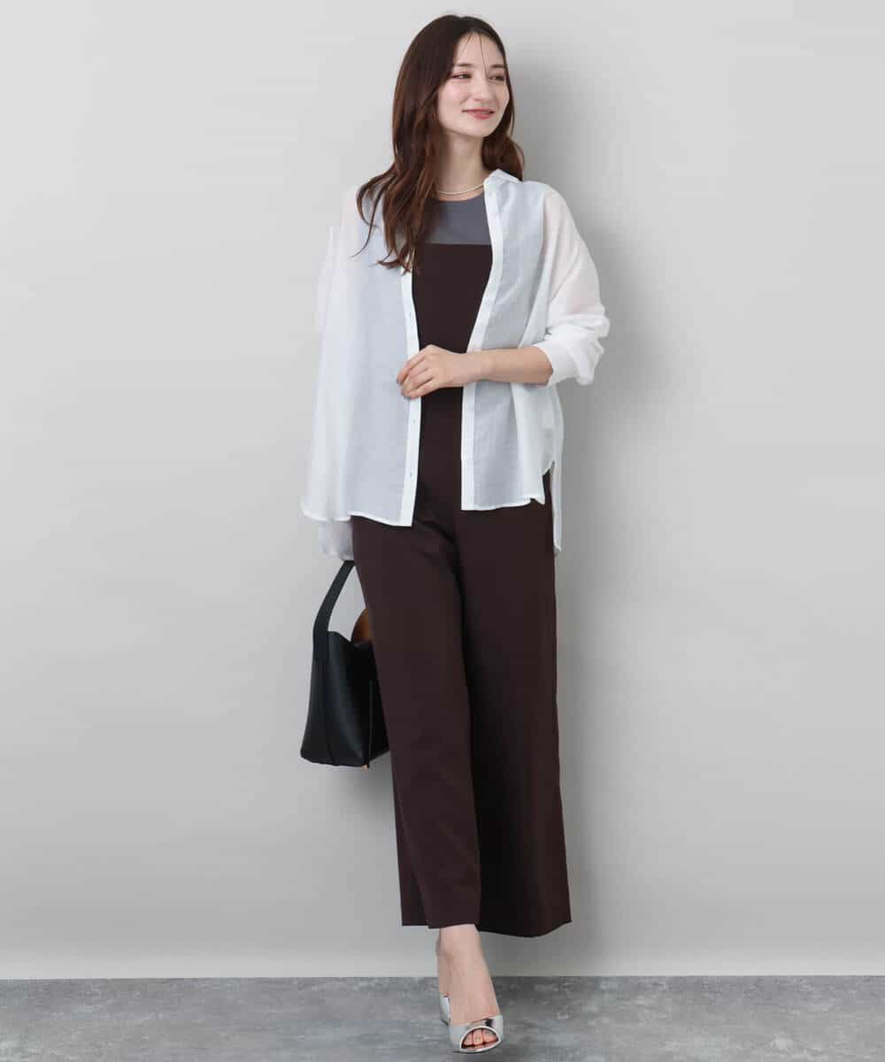 FKBJA86140 MK MICHEL KLEIN(MK ミッシェルクラン) レイヤードチュールブラウス×タンクトップ/接触冷感./洗える ピンク