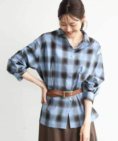 FKBJD31170  [洗える]オンブレチェック柄シャツブラウス
