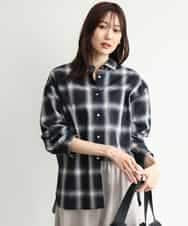 FKBJD31170 MK MICHEL KLEIN(MK ミッシェルクラン) [洗える]オンブレチェック柄シャツブラウス ネイビー