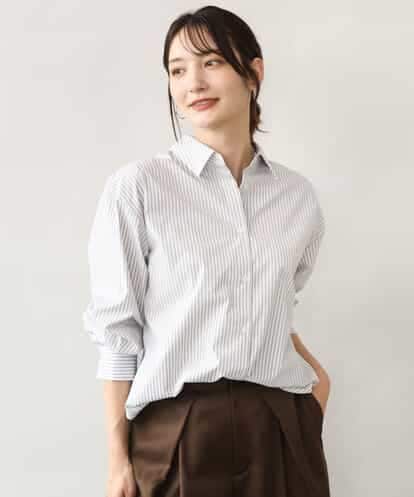 FKBJE27140 MK MICHEL KLEIN [防シワ/洗える]コットン混ベーシックシャツ（ストライプ）