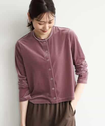 FKCJD24140 MK MICHEL KLEIN [洗える]シアーベロア カーディガン
