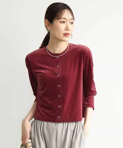 FKCJD24140 MK MICHEL KLEIN [洗える]シアーベロア カーディガン
