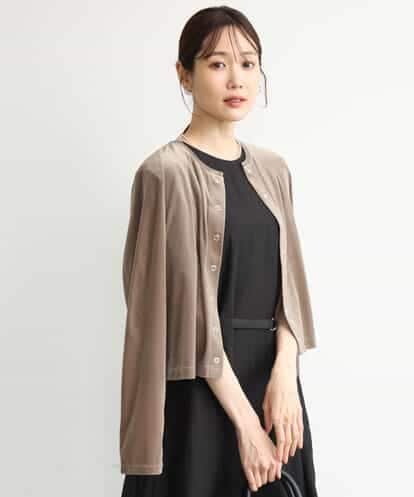 FKCJD24140 MK MICHEL KLEIN [洗える]シアーベロア カーディガン