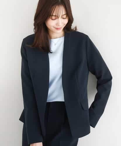 FKDFD10230 MK MICHEL KLEIN [洗える]セットアップ対応/ダブルクロス カラーレスジャケット