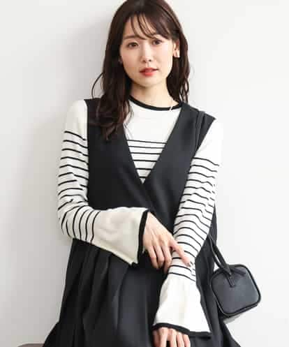 FKEAG51230 MK MICHEL KLEIN [洗える]プリーツデザインジャンパースカート