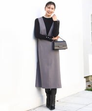 FKEBD51230 MK MICHEL KLEIN(MK ミッシェルクラン) ウールライク Vネックジャンパースカート/洗える グレー