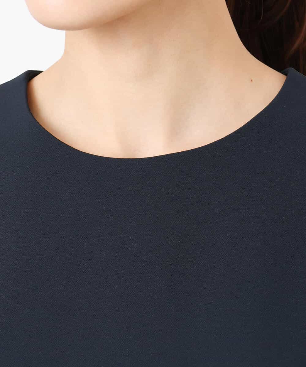 FKEFD13230 MK MICHEL KLEIN(MK ミッシェルクラン) [防シワ/洗える]レース衿付きサックワンピース ネイビー