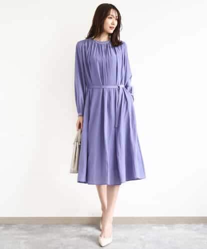 FKEGD26210 MK MICHEL KLEIN [洗える]サテンギャザーワンピース