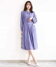 FKEGD26210 MK MICHEL KLEIN(MK ミッシェルクラン) [洗える]サテンギャザーワンピース ダークグレー