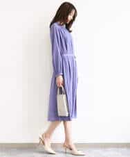 FKEGD26210 MK MICHEL KLEIN(MK ミッシェルクラン) [洗える]サテンギャザーワンピース ダークグレー