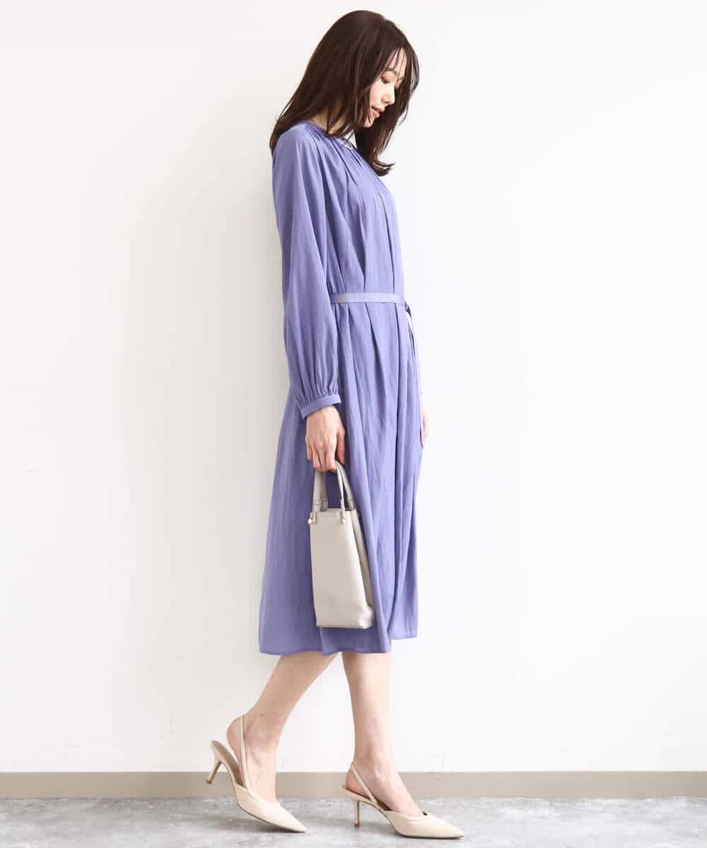 FKEGD26210 MK MICHEL KLEIN(MK ミッシェルクラン) [洗える]サテンギャザーワンピース ダークグレー