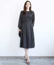 FKEGD26210 MK MICHEL KLEIN(MK ミッシェルクラン) [洗える]サテンギャザーワンピース ダークグレー