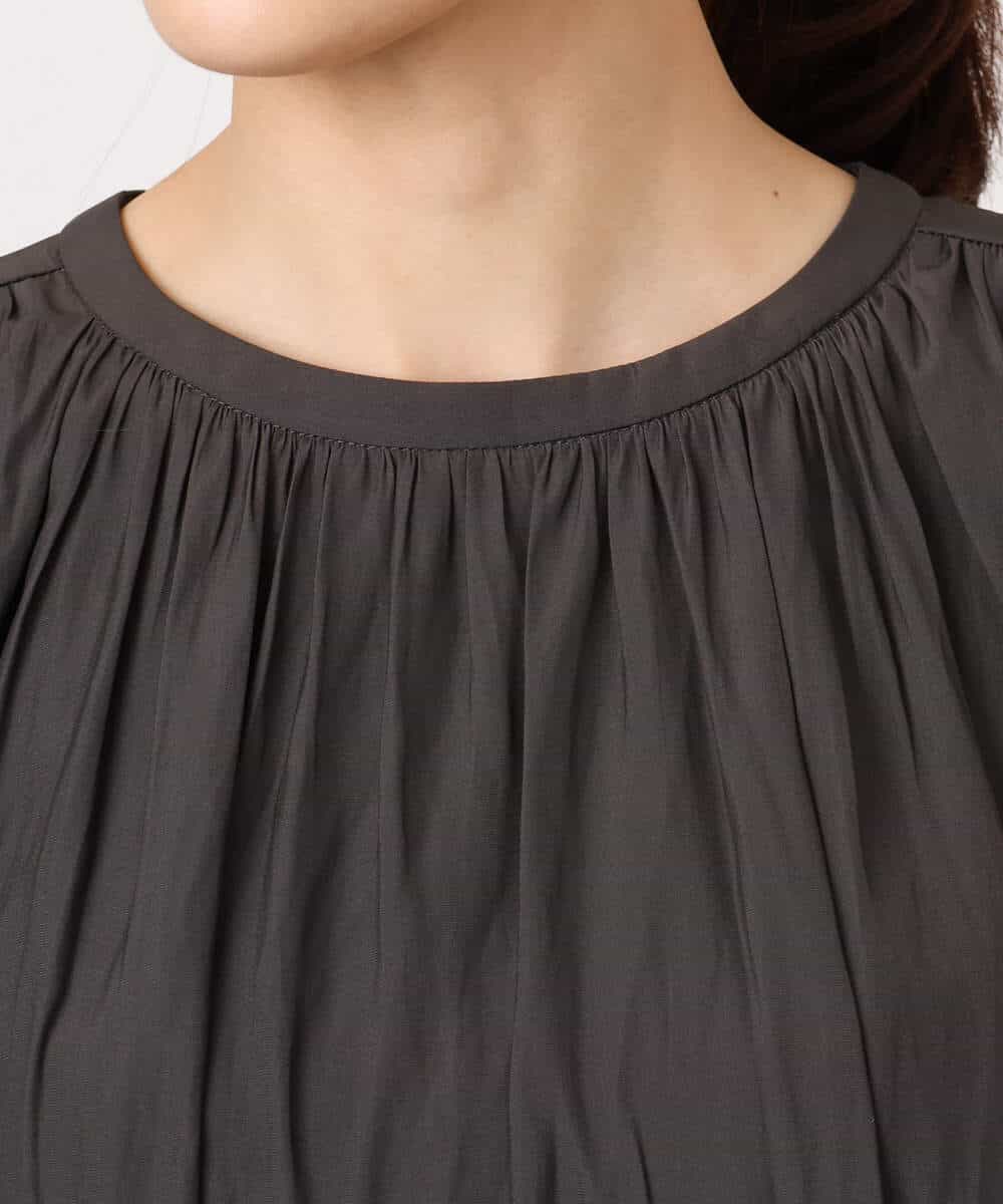 FKEGD26210 MK MICHEL KLEIN(MK ミッシェルクラン) [洗える]サテンギャザーワンピース ダークグレー