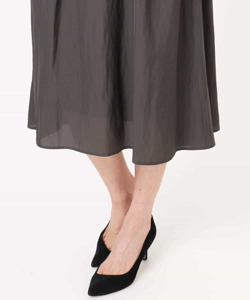FKEGD26210 MK MICHEL KLEIN(MK ミッシェルクラン) [洗える]サテンギャザーワンピース ダークグレー