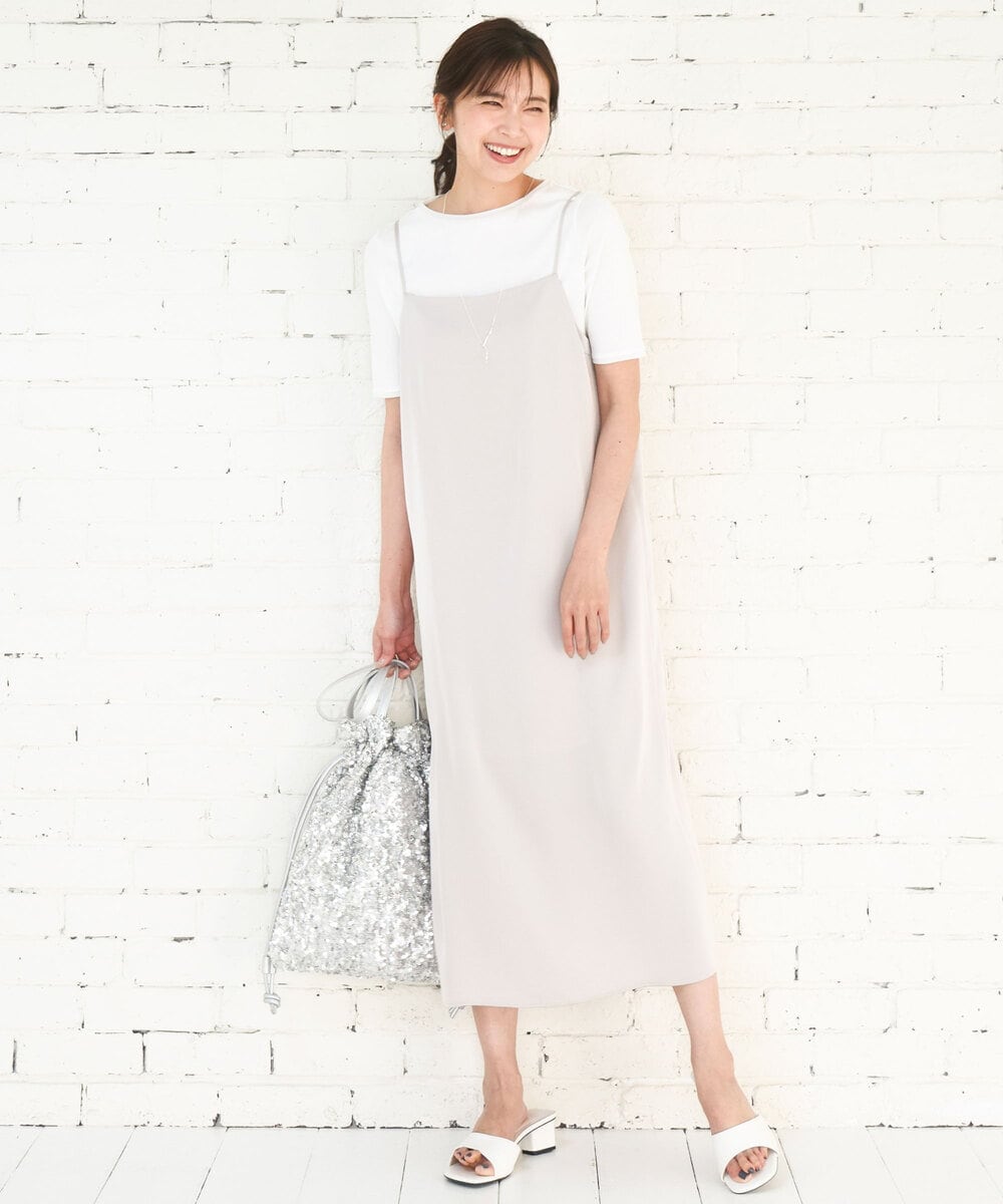 FKEGD37210 MK MICHEL KLEIN(MK ミッシェルクラン) [洗える]サテンキャミワンピース ベージュ