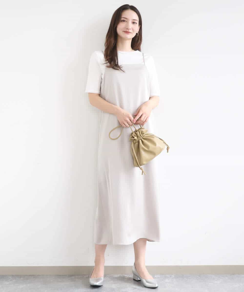 FKEGD37210 MK MICHEL KLEIN(MK ミッシェルクラン) [洗える]サテンキャミワンピース ブラウン