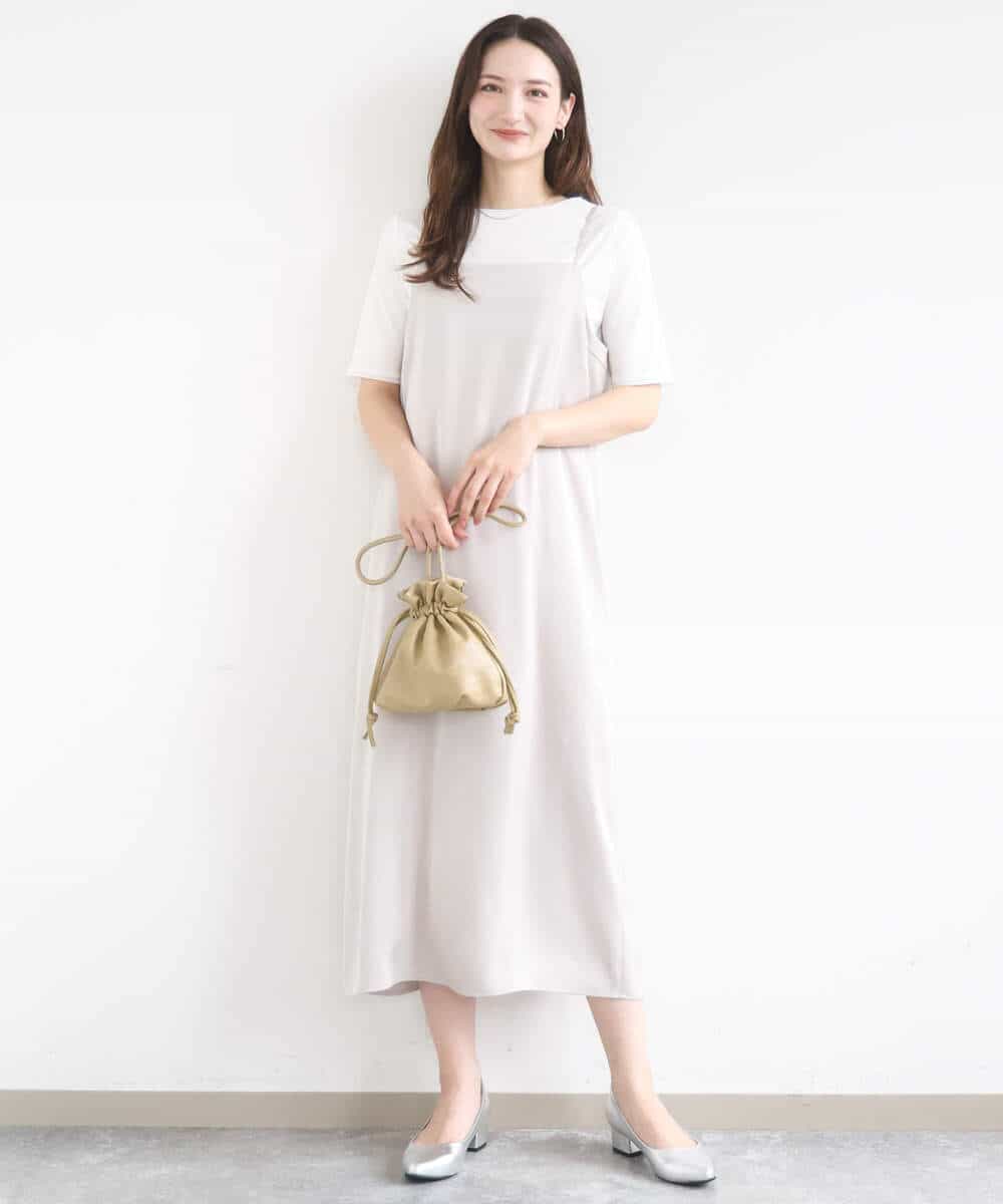 FKEGD37210 MK MICHEL KLEIN(MK ミッシェルクラン) [洗える]サテンキャミワンピース ブラウン