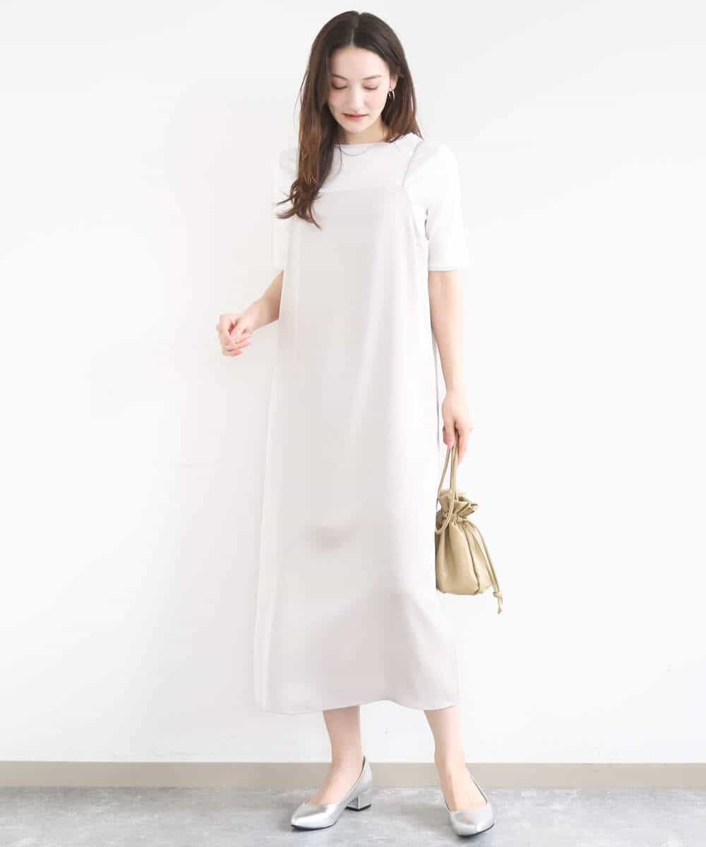 FKEGD37210 MK MICHEL KLEIN(MK ミッシェルクラン) [洗える]サテンキャミワンピース ブラウン