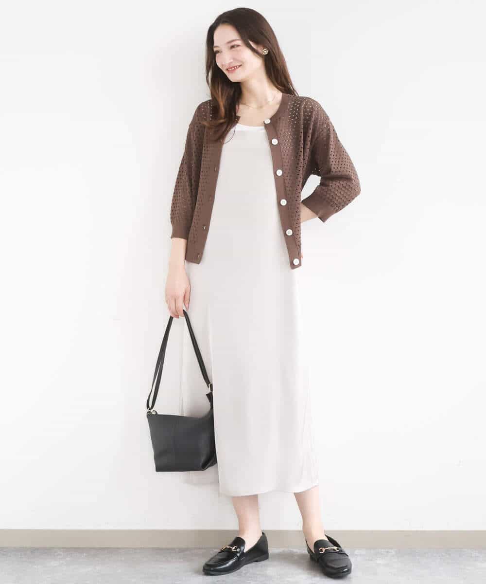 FKEGD37210 MK MICHEL KLEIN(MK ミッシェルクラン) [洗える]サテンキャミワンピース ブラウン