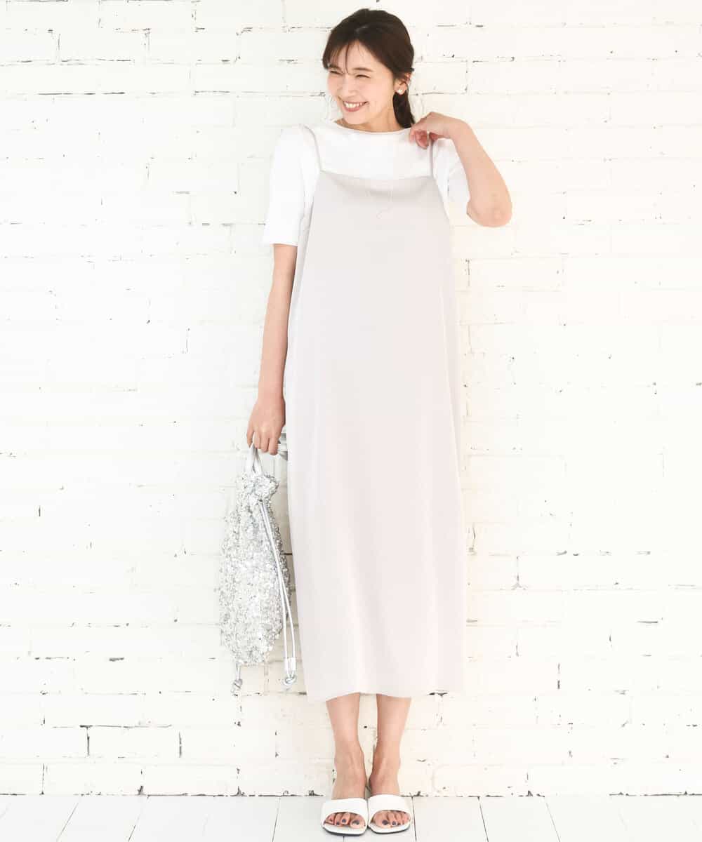 FKEGD37210 MK MICHEL KLEIN(MK ミッシェルクラン) [洗える]サテンキャミワンピース ブラウン