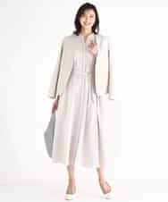 FKEGD38210 MK MICHEL KLEIN(MK ミッシェルクラン) [洗える]サッカーストライプ ウエストタックワンピース ネイビー