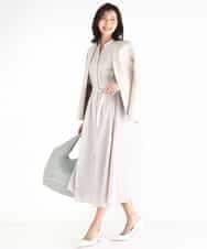 FKEGD38210 MK MICHEL KLEIN(MK ミッシェルクラン) [洗える]サッカーストライプ ウエストタックワンピース ネイビー