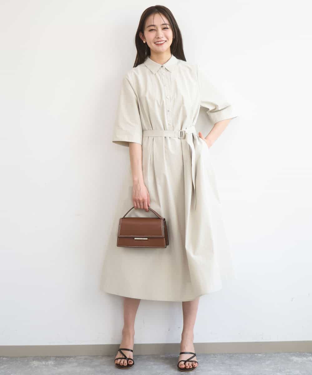 FKEGD40220 MK MICHEL KLEIN(MK ミッシェルクラン) [UVカット/洗える]ハーフスリーブ シャツワンピース ベージュ