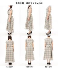FKEGD46230 MK MICHEL KLEIN(MK ミッシェルクラン) [洗える]オーガンジーチェック柄フレアシルエットワンピース ベージュ