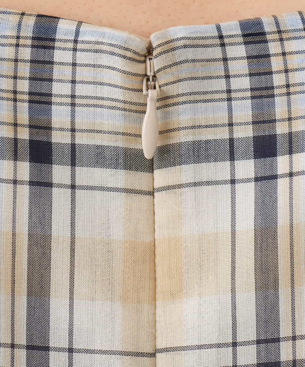 FKEGD46230 MK MICHEL KLEIN(MK ミッシェルクラン) [洗える]オーガンジーチェック柄フレアシルエットワンピース ベージュ