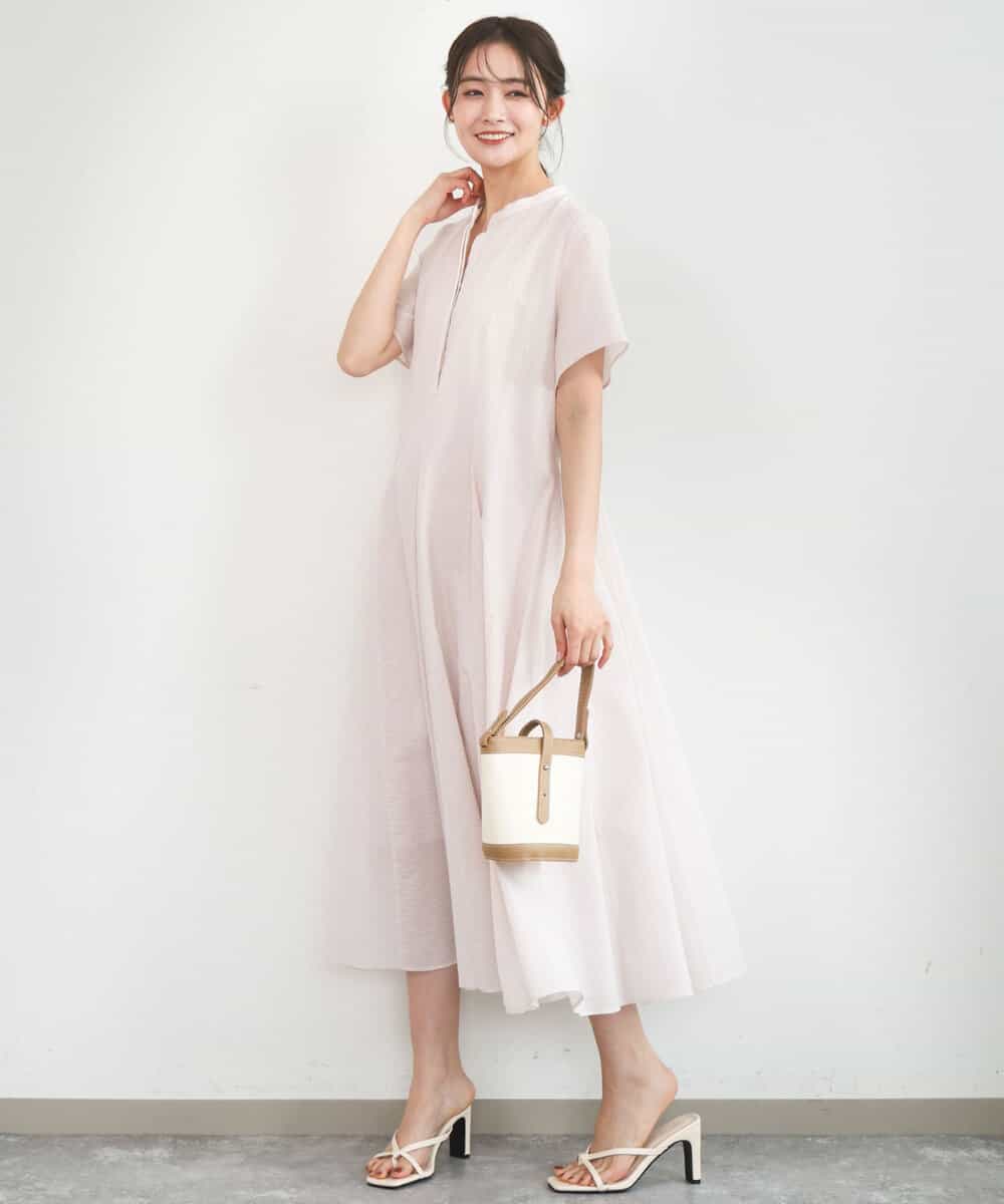FKEGD47240 MK MICHEL KLEIN(MK ミッシェルクラン) [洗える]サッカー調ウエスト切り替えワンピース ライトピンク