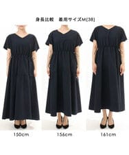 FKEHD64220 MK MICHEL KLEIN(MK ミッシェルクラン) [撥水/UVカット/洗える]ドローコードデザインVネックワンピース ネイビー