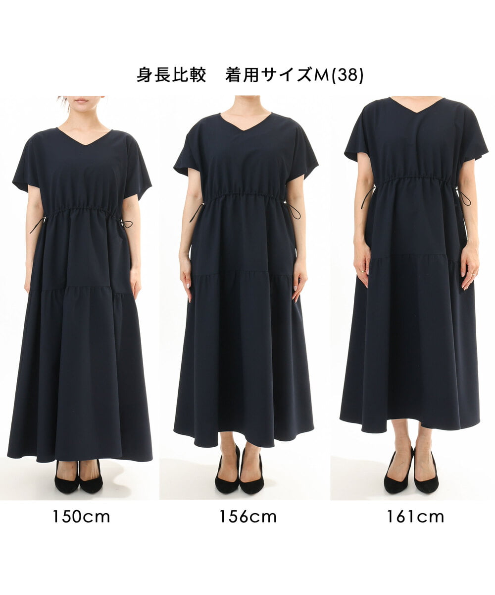 FKEHD64220 MK MICHEL KLEIN(MK ミッシェルクラン) [撥水/UVカット/洗える]ドローコードデザインVネックワンピース ネイビー