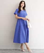 FKEHD64220 MK MICHEL KLEIN(MK ミッシェルクラン) [撥水/UVカット/洗える]ドローコードデザインVネックワンピース ネイビー