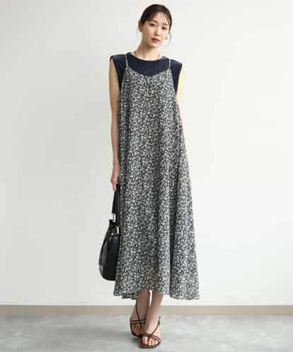 FKEJD30230 MK MICHEL KLEIN [洗える]前後2way花柄シアーキャミワンピース