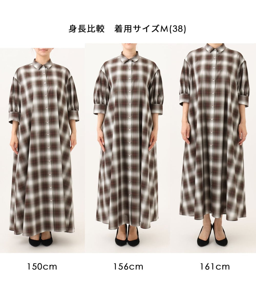 FKEJD31260 MK MICHEL KLEIN(MK ミッシェルクラン) [洗える]オンブレチェック柄シャツワンピース ネイビー