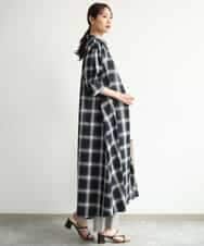 FKEJD31260 MK MICHEL KLEIN(MK ミッシェルクラン) [洗える]オンブレチェック柄シャツワンピース ネイビー
