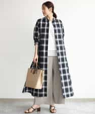 FKEJD31260 MK MICHEL KLEIN(MK ミッシェルクラン) [洗える]オンブレチェック柄シャツワンピース ネイビー