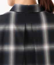FKEJD31260 MK MICHEL KLEIN(MK ミッシェルクラン) [洗える]オンブレチェック柄シャツワンピース ネイビー